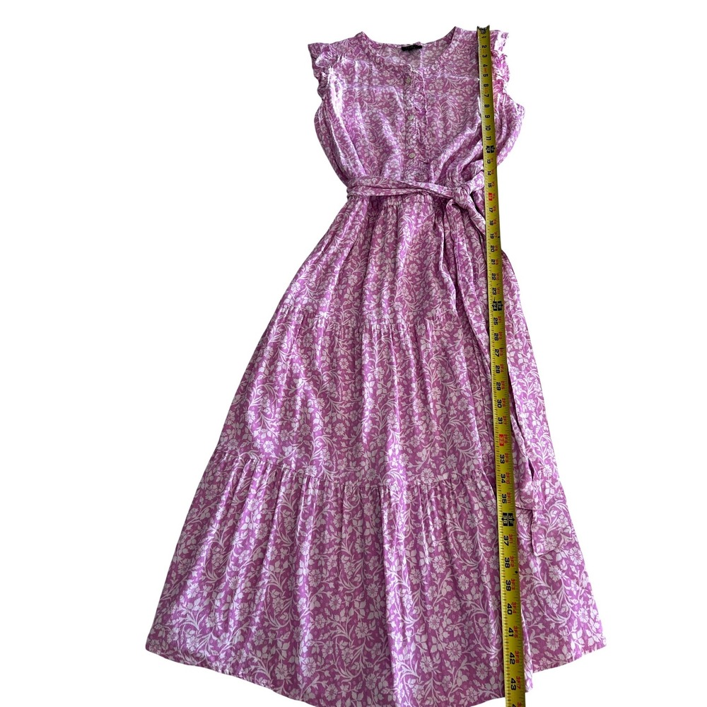 Talbots Petite Orchid Pink Floral Ruffle Tiered Midi Dress 6P Flutter Sleeve - Picture 9 of 11